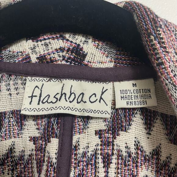 Vintage Flashback Cropped Jacket Western Boho Tapestry Purple Cream‎ Short Sz M - Picture 8 of 9